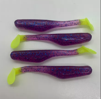 Plum Chartreuse Down South Burner Shad Soft Plastics Inshore Lures Jeco's Marine Port O'Connor, Texas