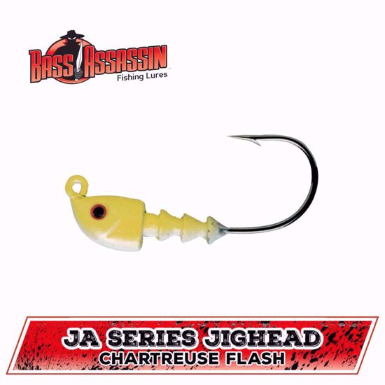 Chartreuse Flash Bass Assassin JA Series Push On Jig Heads Jeco's Marine Port O'Connor, Texas