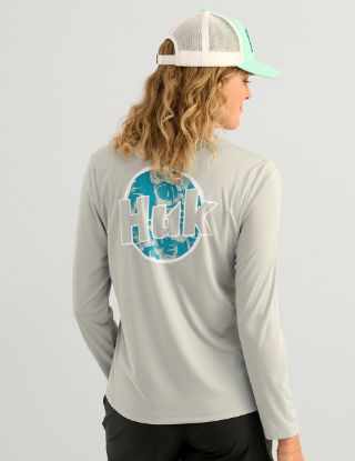 HUK - Women's Pursuit Graphic LS Shirt - Harbor Mist