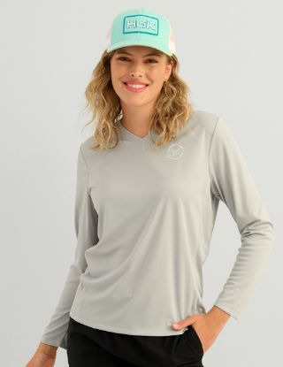 HUK - Women's Pursuit Graphic LS Shirt - Harbor Mist