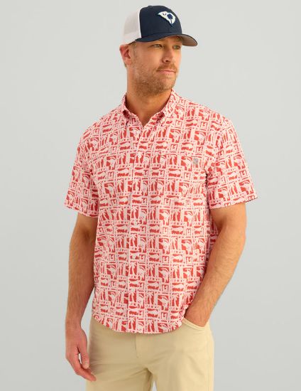 HUK - Kona Button-Down Shirt - Channel Marker Fish Dot