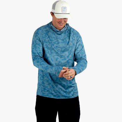 Aftco - Adapt Phase Change Hooded Performance Shirt - Blue Upwell Camo