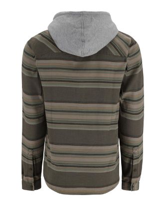 Simms - Men's Lightweight Flannel Hoody: Hickory/Dolomite Blanket Stripe