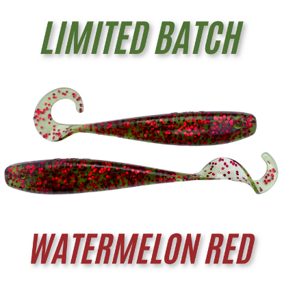 Watermelon Red A.M. Fishing - 5.5" Curly Tail Jerkshads | 6 - Per Pack (More Colors)