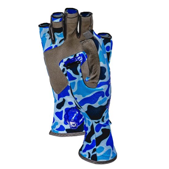 - Fish Monkey - Half Finger Guide Glove | Old School Blue Camo